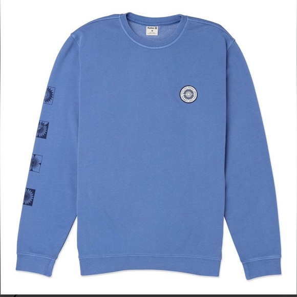 Men’s Hurley Naturals Crewneck Sweatshirt – Shoreline Blue Large NEW With Tags - Picture 1 of 6